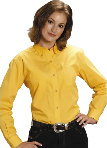 Vista 2 de Roper Western Shirt para mujer LS sólido popelina amarillo 03-050-0366-0030 YE, Amarillo