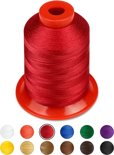 Vista 8 de 1000 metros de hilo para tapicería FIVEIZERO extra fuerte, hilo de nailon negro para denim, cuero, manualidades, máquina, bricolaje y hogar