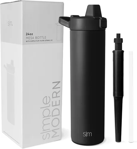 Vista 29 de Botella de agua filtrada Simple Modern Botellas de agua de viaje con filtro de carbono de acero inoxidable aislada Reutilizable para agua