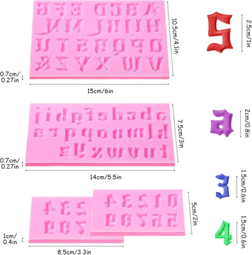 Vista 4 de Geiserailie - 4 moldes de letras góticas para pastel de fondant