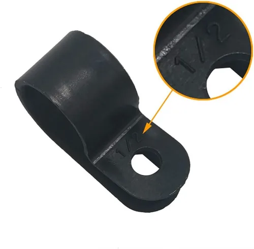 Vista 3 de Abrazadera para cable tipo R, abrazadera de cable de 1/2 pulgada, clips de sujeción de cable de montaje de tornillo de nailon con tornillos