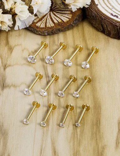 Vista 5 de Vsnnsns Anillos de labio de acero inoxidable 16G Tragus Helix Conch Piercing de serpiente Piercing Monroe Lip Anillos Labret Medusa cartílago lóbulo