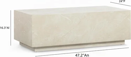 Vista 3 de Tov Furniture Mesa de centro Romy (travertino crema)