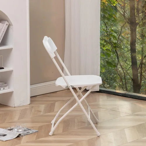Vista 8 de BTEXPERT Silla Plegable de Plástico Blanco con Marco de Acero, Silla Comercial de Alta Capacidad para Eventos, Ligera, Set para Oficina, Boda