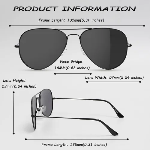Vista 4 de Yaserra Lentes de sol de aviador polarizados retro para hombres y mujeres, lente TAC espejada, marco de metal, doble puente con protección UV400