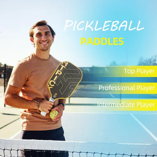 Vista 9 de Pickleball Paddles, Carbon Fiber Pickleball Paddle High Grit & Spin with PP Honeycomb Core 16mm Thickness and Thermoformed Elongated