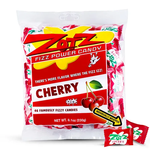 Vista 14 de Zotz Caramelos efervescentes a granel (surtidos, 46 unidades) - Caramelo duro envuelto individualmente - Surtido de 3 sabores de frutas, cereza