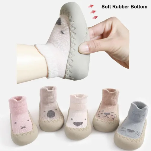 Vista 6 de Exegawe Zapatos de calcetín de bebé para niños pequeños, suela de goma suave, antideslizante, para niños y niñas, primer caminar