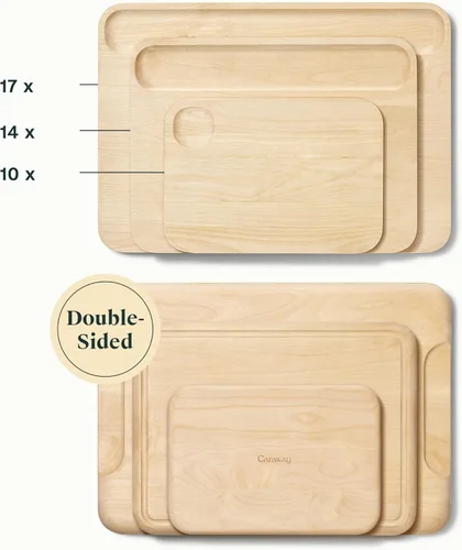 Vista 3 de Caraway Tabla de cortar, pequeña (10 x 7 pulgadas), tabla de cortar de madera de doble cara, hecha de madera de abedul certificada FSC, aceite