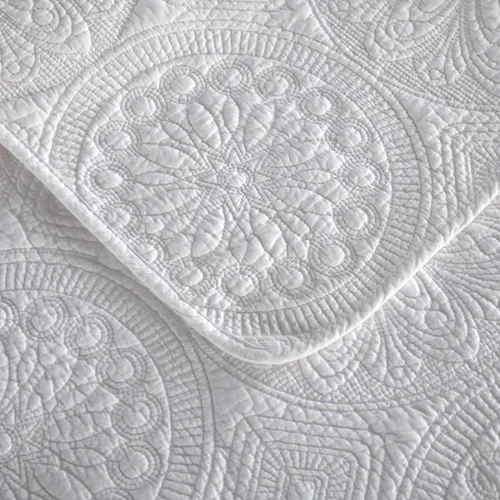 Vista 4 de Brandream Juego de ropa de cama Queen de 6 piezas de algodón blanco y beige, juego de ropa de cama de granja festoneada