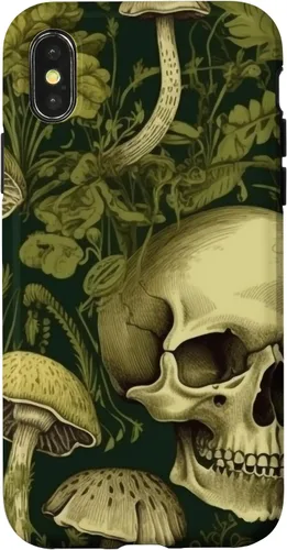 Vista 5 de iPhone 16 Skull Pattern Olive Green Mushroom Case
