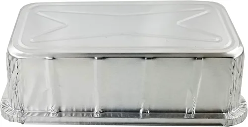Vista 7 de PACTOGO Moldes de papel de aluminio de 2 libras para pan/pan con tapa de cúpula transparente (paquete de 12 juegos)