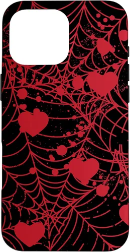 Vista 19 de Spiderweb Valentine's Day Hearts Gothic Goth Black Fairycore Case for iPhone 17