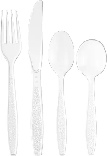 Vista 3 de Embellish - Cuchillo de plástico resistente, desechable, transparente, ideal para bodas, catering, fiestas, bufés, eventos o uso diario