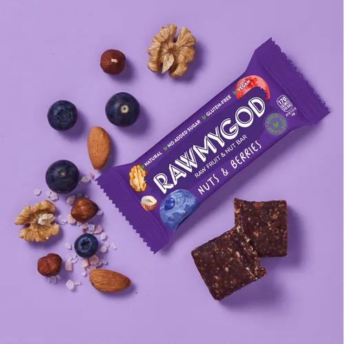 Vista 10 de RAWMYGOD Barras de Frutas y Nueces, Sin Gluten, Veganas, Sin Azúcar Añadida