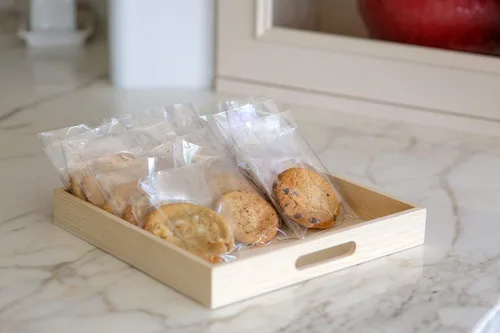Vista 5 de Bandeja de madera/bandejas de madera Cajas cuadradas con asas - Sin terminar y pequeñas Para materiales Montessori, manualidades para pintar