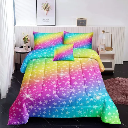 Vista 9 de ROWADALO DJTGB5001Twin - Juego de edredón de 5 piezas con purpurina gris y negro, tamaño individual, juego de ropa de cama de cielo estrellado