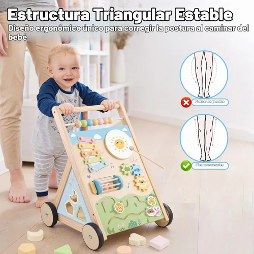 Vista 6 de Caminante de madera para bebés con ruedas Baby Push Walker Montessori