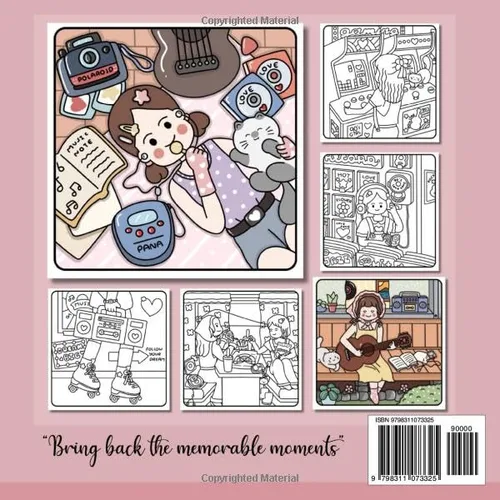 Vista 2 de 90s Girl Vibes Coloring Book for Teens and Adults Bring Back The Nostalgia Moments, Cute, and Easy for stress relief, and relaxation