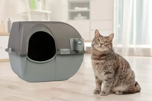 Vista 3 de Omega Paw Roll 'n Clean - Caja de arena autolimpiante, color marrón, grande
