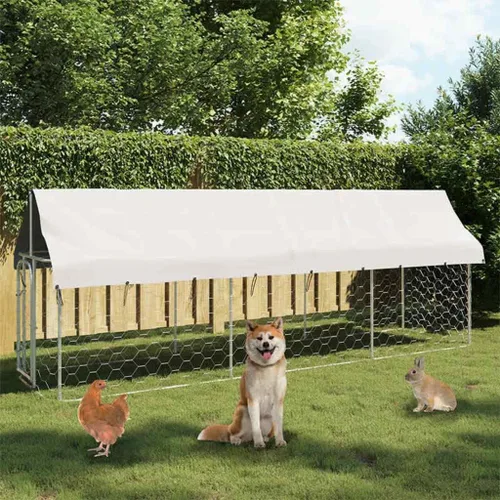 Vista 2 de vidaXL Perrera para perros al aire libre con techo 157.5"x39.4"x59.1