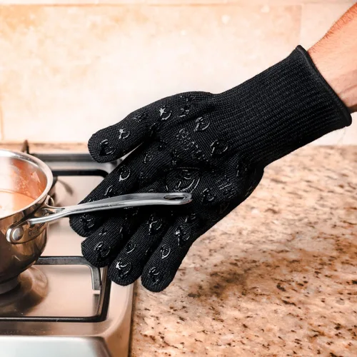 Vista 7 de Guantes para horno Grill Armor – Guantes resistentes al calor de 932 °F, al fuego y a los cortes para barbacoa, parrilla, cocina, asado, horneado