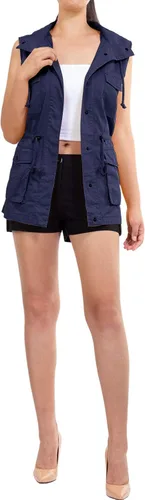 Vista 4 de MixMatchy chaleco con cordón para mujer, ligero, holgado, chaleco utilitario