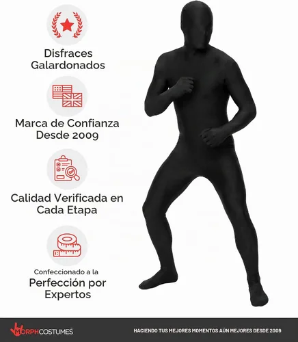 Vista 5 de Morphsuit, vestido disfraz original y divertido Negro