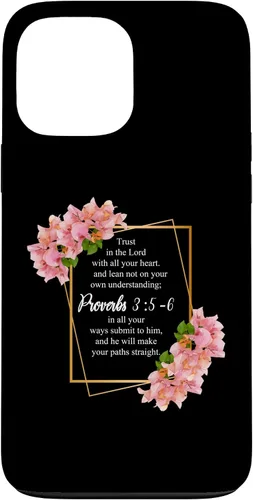 Vista 24 de iPhone 12 Pro Max Proverbios 3:5-6 Versículo de la Biblia Religioso Cristiano Hombres y Mujeres Caso
