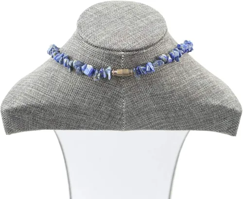 Vista 4 de Collar de cuentas de lapislázuli azul para mujer