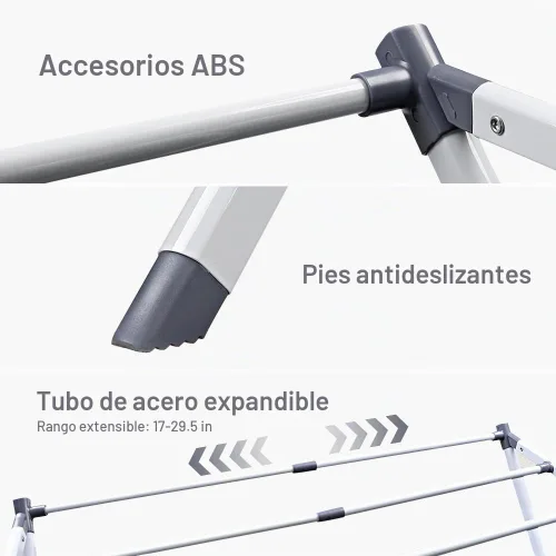 Vista 3 de Tendedero plegable para ropa (41 x 29 x 14 pulgadas), color blanco Estante de secado de ropa extensible portátil para ropa de secado al aire