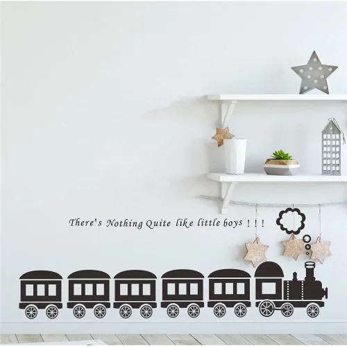 Vista 4 de Calcomanía de pared de tren y adhesivo de riel de alta velocidad, arte de pared de PVC extraíble, perfecto para habitaciones de niños, guarderías