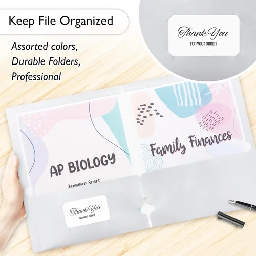 Vista 4 de BAZIC - Carpeta de papel con 2 bolsillos, cartera laminada metálica de 3 agujeros, soporte para carpetas de tamaño carta para oficina, organizador
