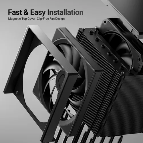 Vista 3 de ID-COOLING FROZN A620 SLK - Enfriador de aire para CPU, diseño híbrido de torre simple/doble, ventiladores contrarrotativos dobles, 6 tubos de calor