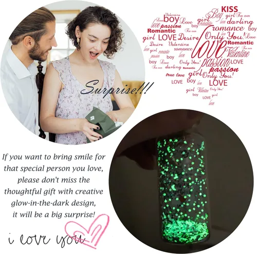 Vista 5 de Glow I Love You to the Moon and Back, mensaje romántico en una botella, regalo de aniversario luminoso en tarro de deseos, lindo regalo de San