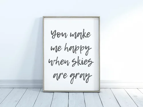 Vista 4 de You Make Me Happy When Skies Are Gray Set of 3 Wall Art Prints Sun and Moon Inspirational Quotes for Nursery Gender Neutral Yellow and Gray Decor