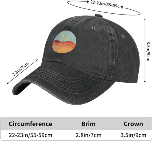 Vista 3 de JKSMOS-Two-Suns-Baseball-Cap, Washed Cotton Trucker Hats Vintage Dad Hat for Men Women Black