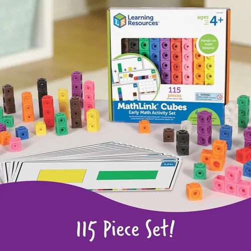 Vista 4 de Learning Resources MathLink Cubes Conjunto de Actividades de Matemáticas Tempranas - 115 Piezas, Edades 4+, Imprescindibles para el Aula