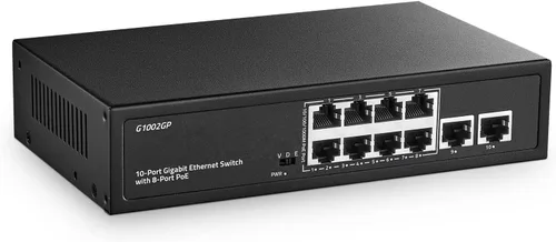 Vista 9 de Mini conmutador PoE de 6 puertos con 4 PoE+, 2 Uplink, Ethernet de 10/100Mbps, 65W 802.3af/at PoE, interruptor de red PoE+ YuLinca sin ventilador