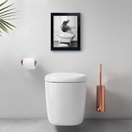 Vista 2 de calmart Arte Gracioso de Pared de Elefante - Imágenes de Elefante Lavando en Bañera para Pared Pinturas de Animales Por Favor Siéntate Usted Cartel