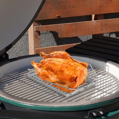 Vista 5 de Estante ajustable para asado de pavos para parrilla o ahumador, estante de asado de alambre para aves de corral, estante para hornear para pavo