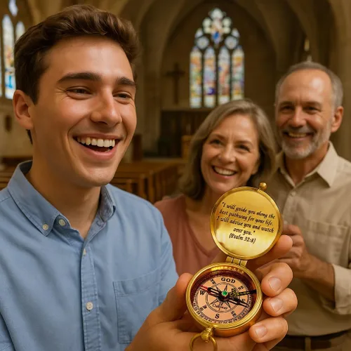 Vista 6 de God's Path Compass – Communion & Confirmation Gift for Teenage Boys Baptism Religious Gifts for Christian Men, Catholic, Graduation Sentimental