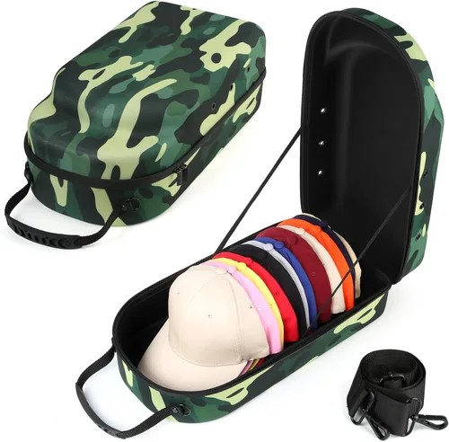 Vista 7 de GERMUN Funda rígida para gorra de béisbol, funda de viaje con correa ajustable para el hombro, funda para 12 gorras de béisbol, perfecta para viajes