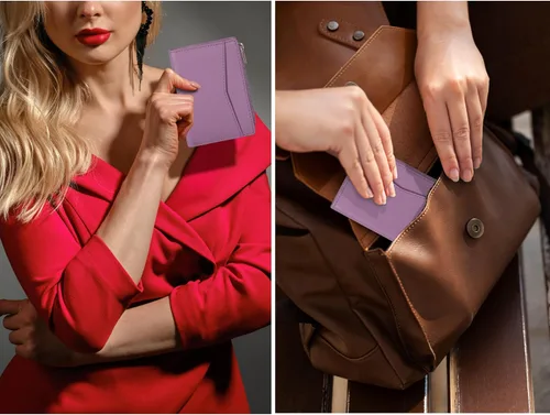 Vista 7 de Oak Leathers Cartera de cuero para mujer – Monedero pequeño RFID para tarjetas de crédito y soporte de identificación para damas, regalo