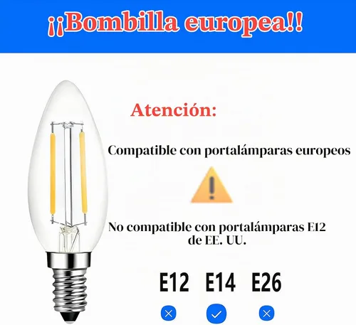 Vista 2 de Beonllay Bombilla E14 equivalente a 25 W, bombilla E14, 2700 K, color E14-2w-2700k-6pack-clear