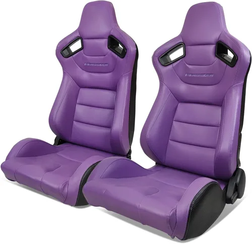 Vista 40 de IKON MOTORSPORTS, Asiento universal de carreras PU + cuero de carbono + gamuza, con deslizadores dobles, asiento deportivo reclinable negro