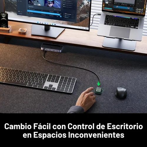 Vista 4 de UGREEN Conmutador USB 3.0 2 computadoras que comparten dispositivos USB C y A, conmutador USB de 4 puertos para compartir teclado y mouse