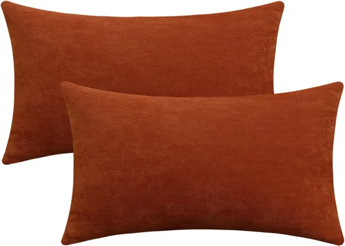Vista 41 de Jeneoo - Fundas de almohada decorativas rojas brillantes de chenilla suave, fundas de cojín cómodas y sólidas para sofá de sala de estar