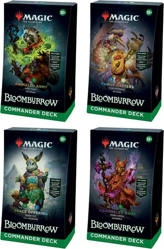 Vista 9 de Magic: The Gathering Bloomburrow Commander Deck - Family Matters (mazo de 100 cartas, paquete de muestra de 2 cartas para coleccionista + accesorios)