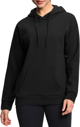 Vista 2 de THE GYM PEOPLE Sudadera básica con capucha para mujer, ajuste holgado, forro polar ultra suave, con bolsillos
